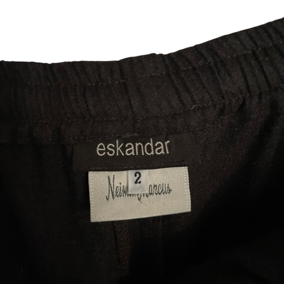 Eskandar Wool/Cashmere Japanese Trousers Black Wide-Leg Pants Women Size 2 - Picture 7 of 9
